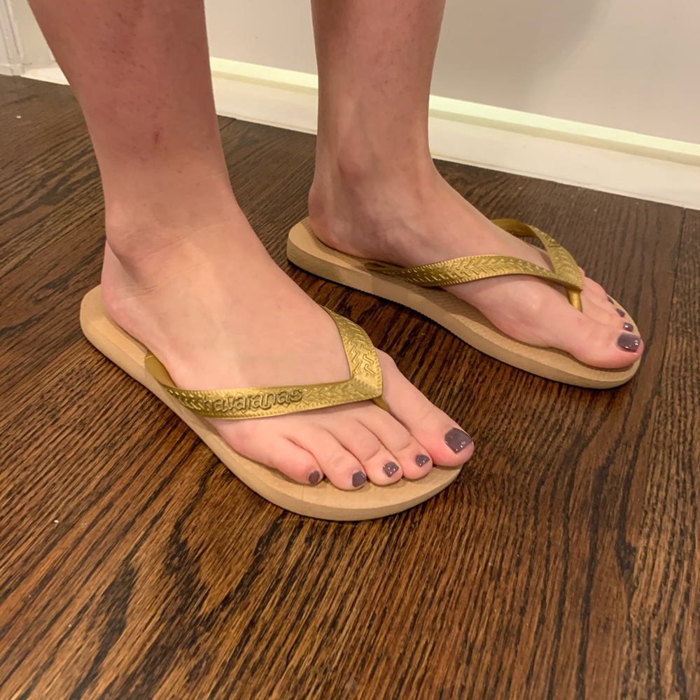 Gold Havaianas Flip Flops